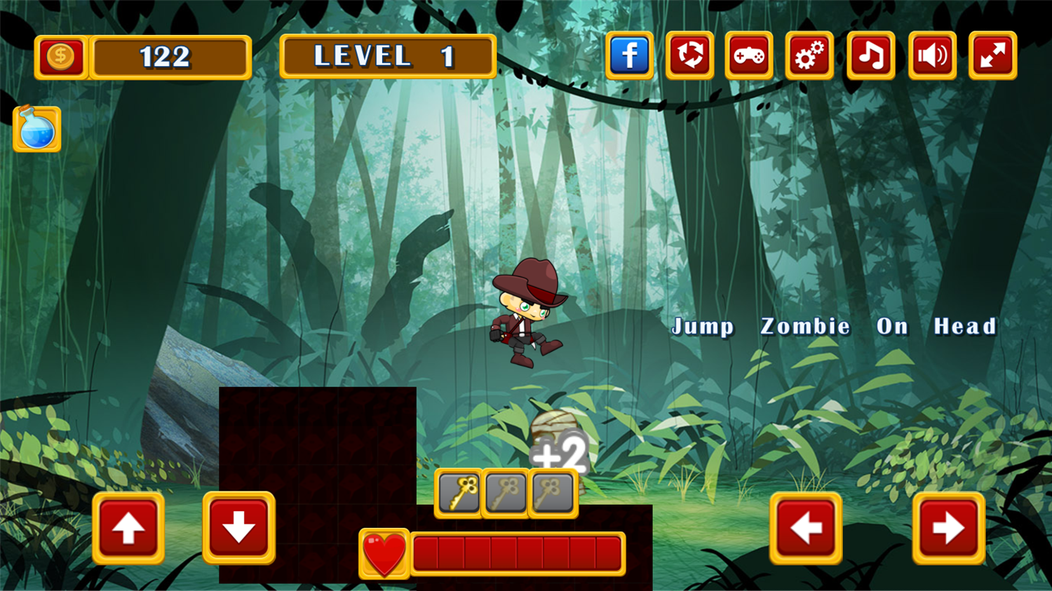 Boy Adventurer Game Jump On Zombie Screenshot.