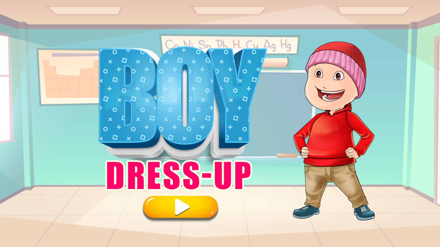 Boy Dress Up Game Welcome Screen Screenshot.