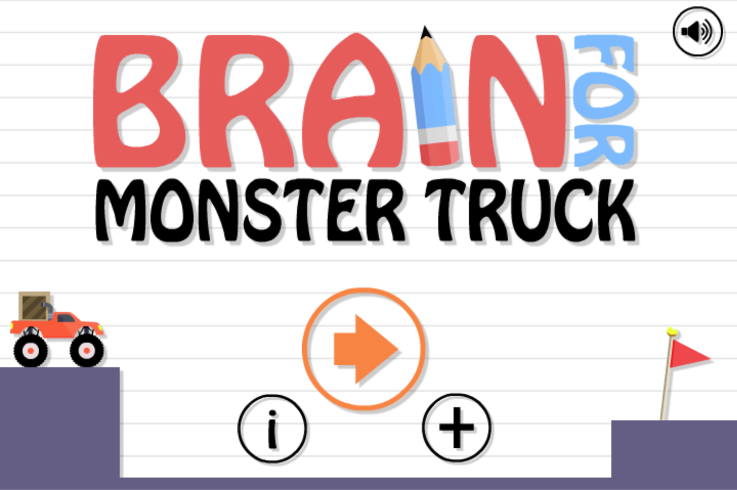 Brain For Monster Truck Game Welcome Screen Screenshot.