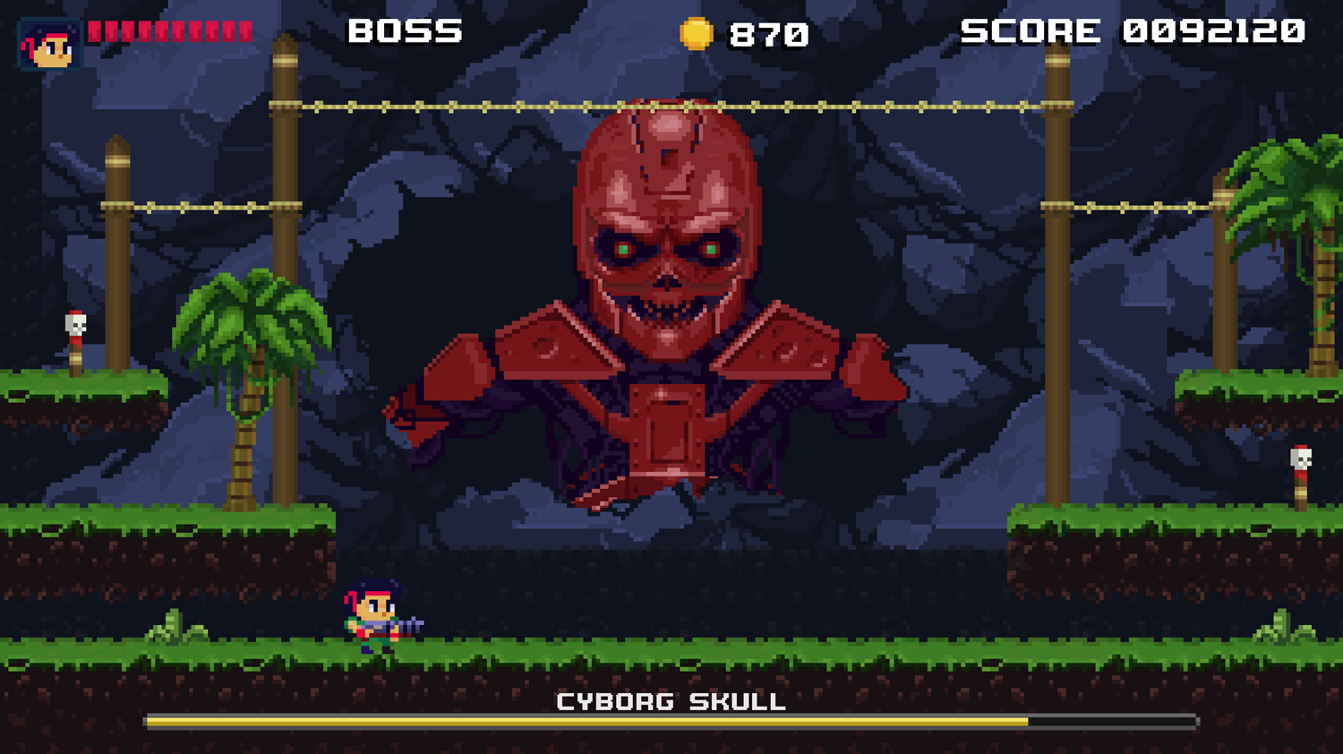 Brave Soldier Invasion of Cyborgs Game Boss Battle Screenshot.