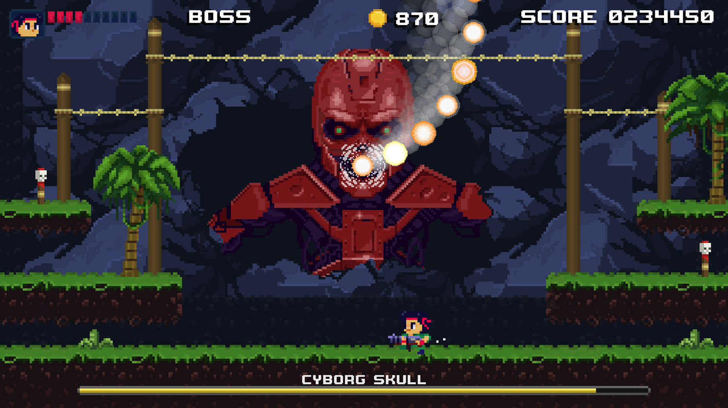 Brave Soldier Invasion of Cyborgs Game Cyborg Skull Amber Attack Screenshot.