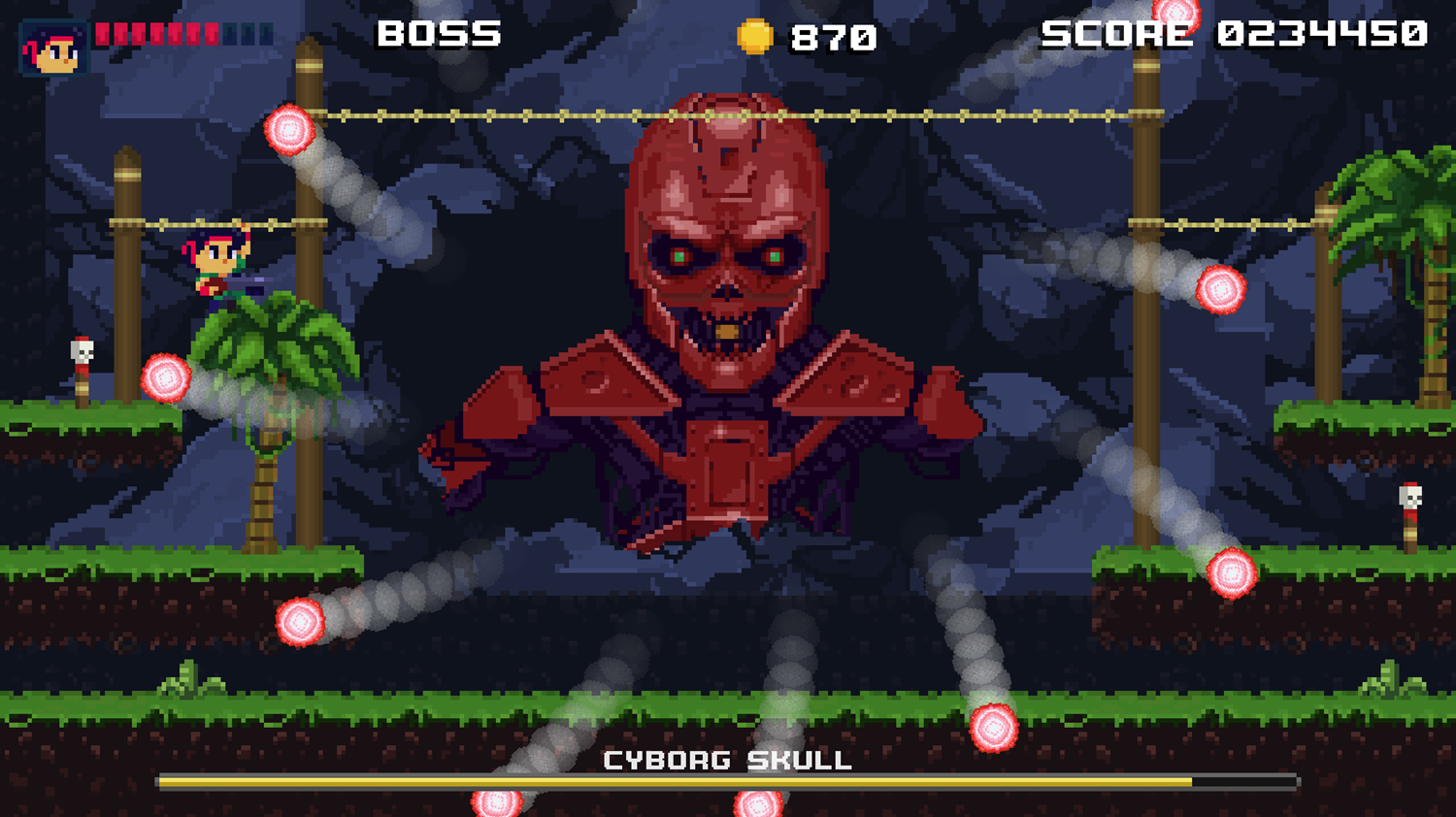 Brave Soldier Invasion of Cyborgs Game Cyborg Skull Red Attack Screenshot.