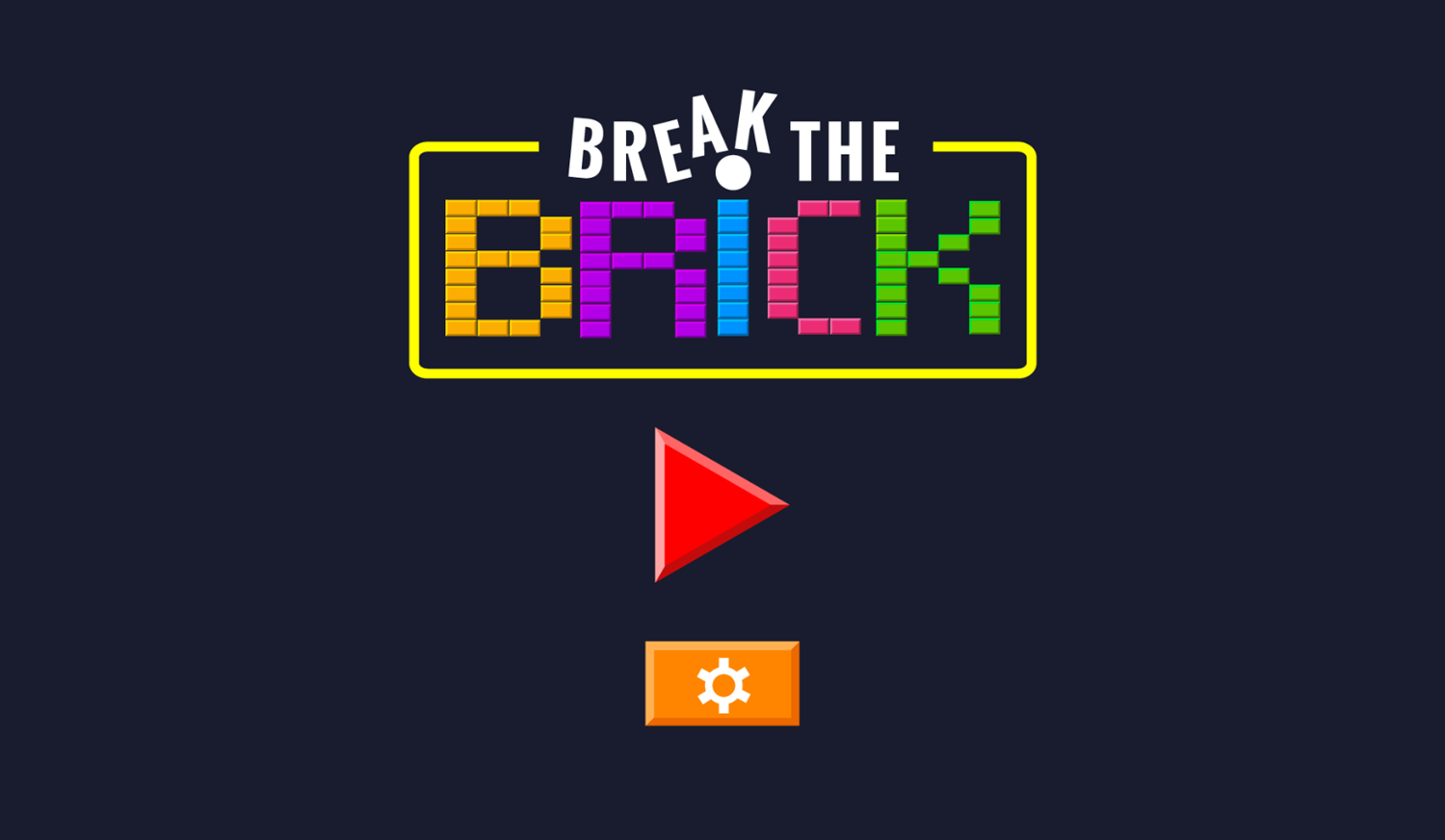 Break The Brick Game Welcome Screen Screenshot.