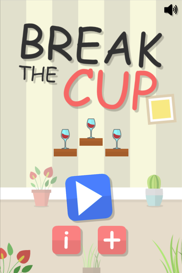 Break The Cup Game Welcome Screen Screenshot.