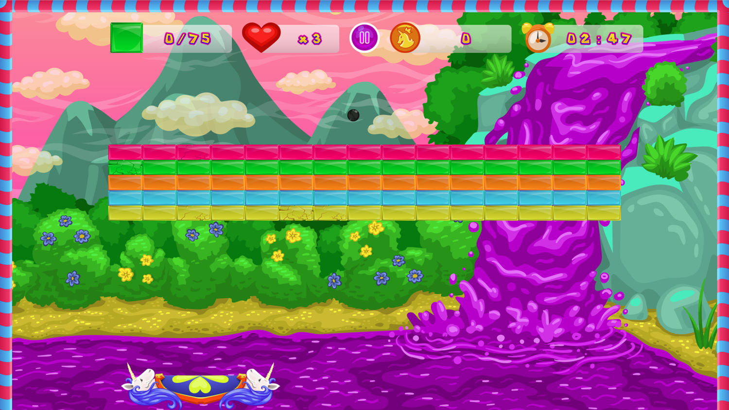 Brick Breaker Unicorn Game Screenshot.