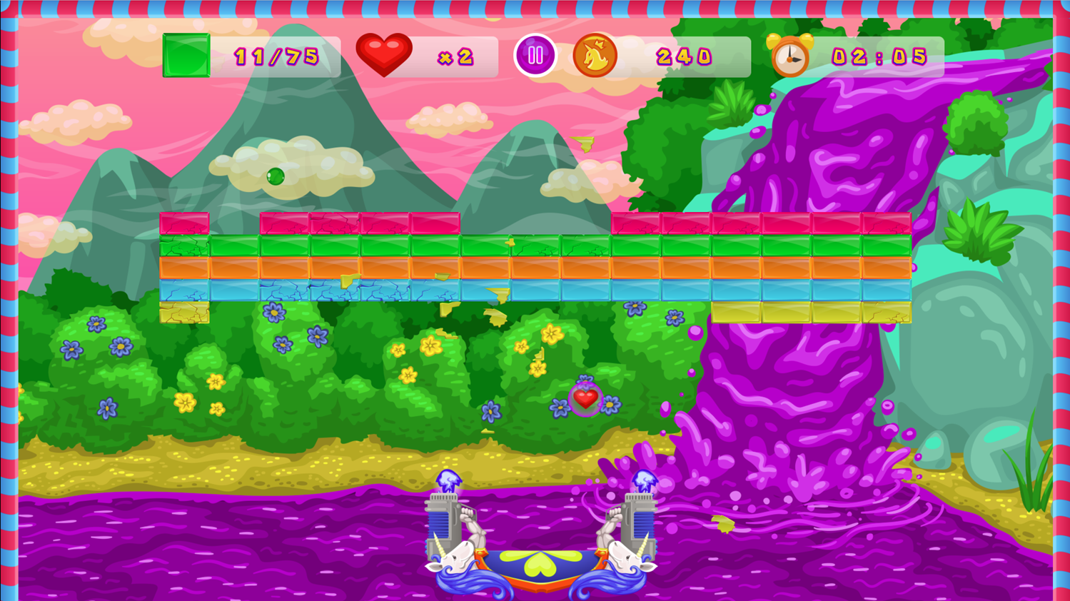 Brick Breaker Unicorn Game Level Progress Screenshot.