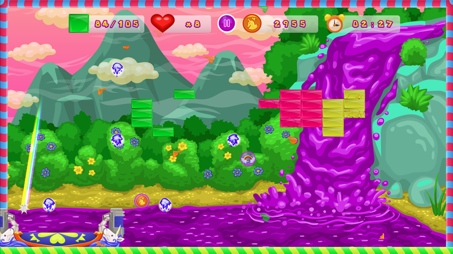 Brick Breaker Unicorn Game Rainbow Ball Screenshot.
