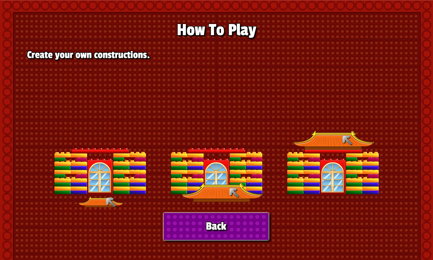 Brick Building Game How to Play Screen Screenshot.