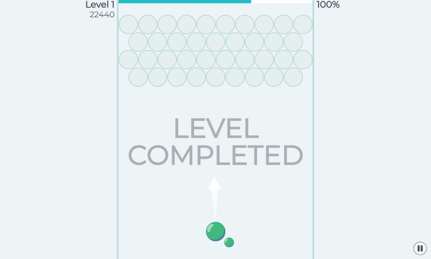 Bubble Defense Game Level Completed Screen Screenshot.