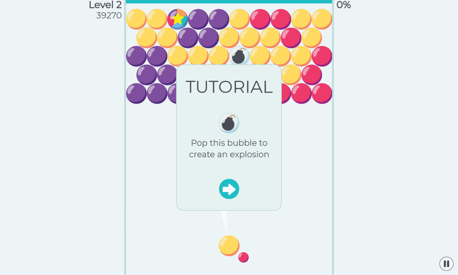 Bubble Defense Game Bomb Bubble Tutorial Screen Screenshot.