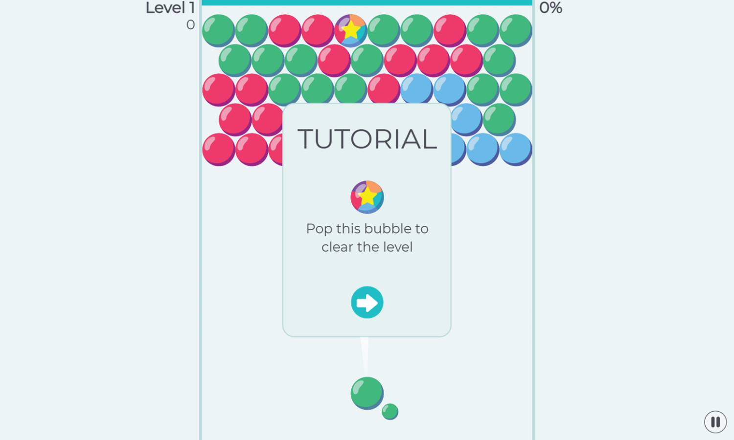 Bubble Defense Game Star Bubble Tutorial Screen Screenshot.