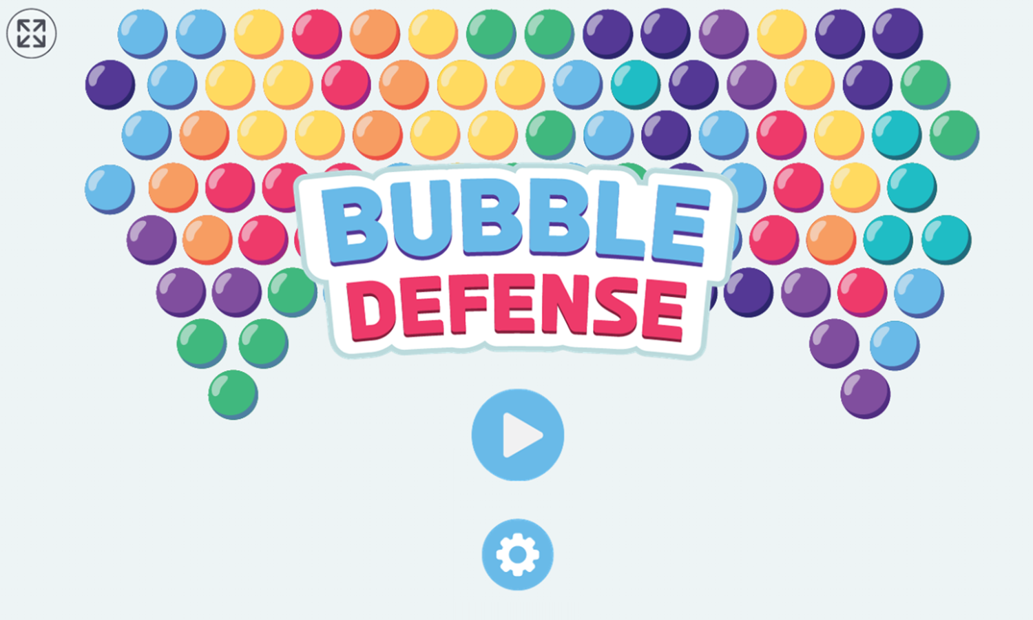 Bubble Defense Game Welcome Screen Screenshot.