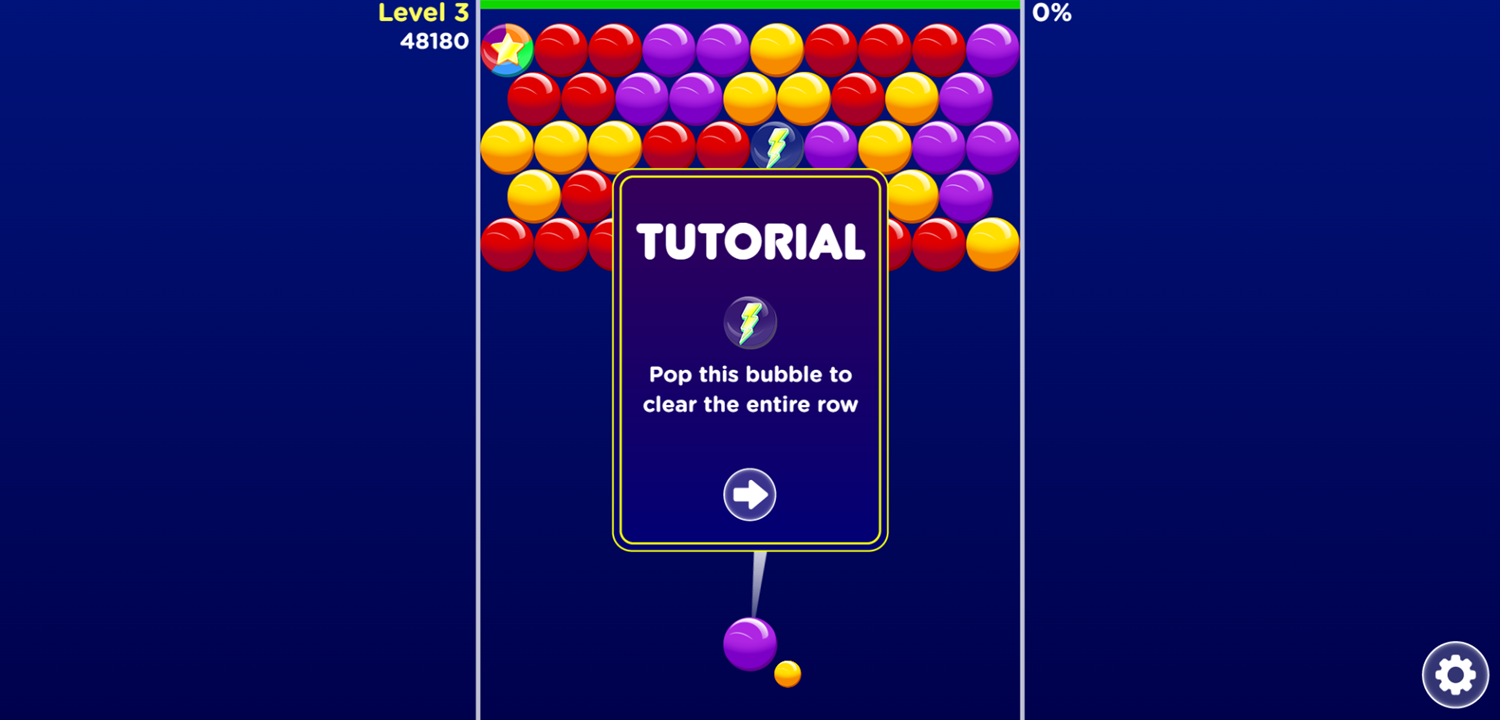 Bubble Invasion Game Lightning Tutorial Screen Screenshot.