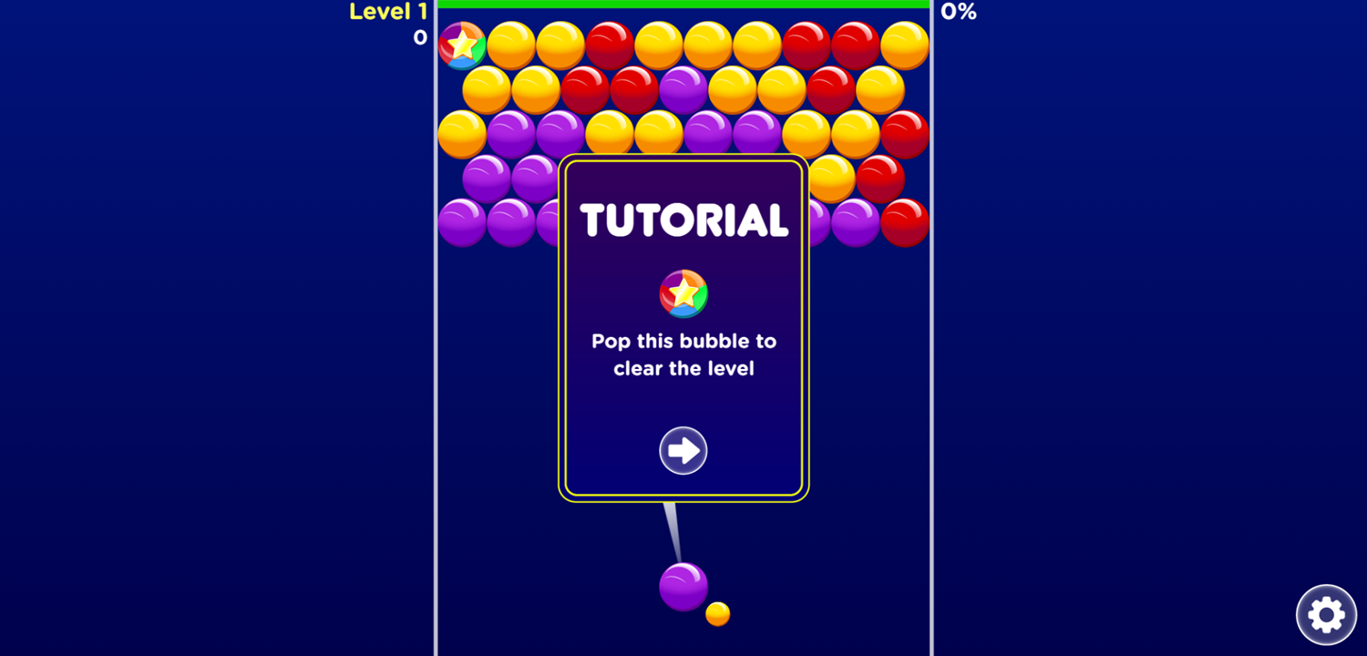 Bubble Invasion Game Power Bubble Tutorial Screen Screenshot.