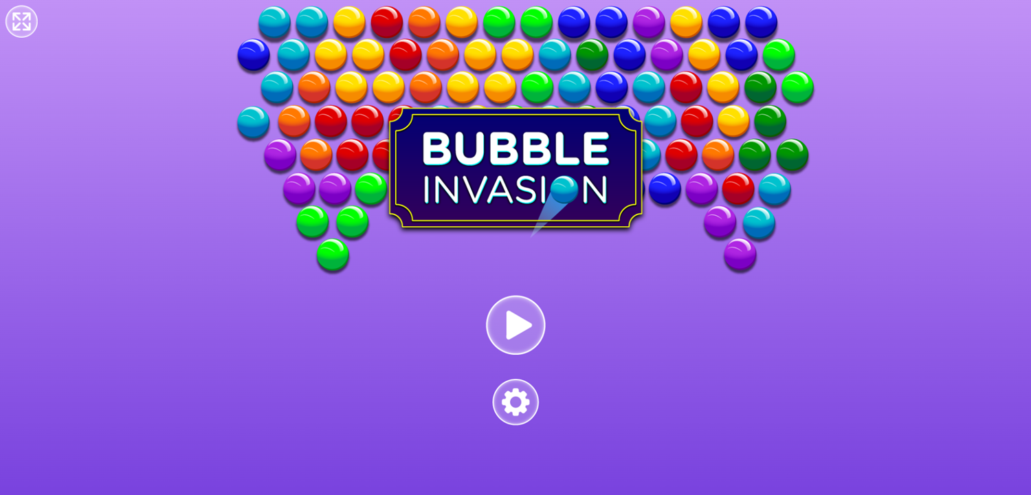 Bubble Invasion Game Welcome Screen Screenshot.