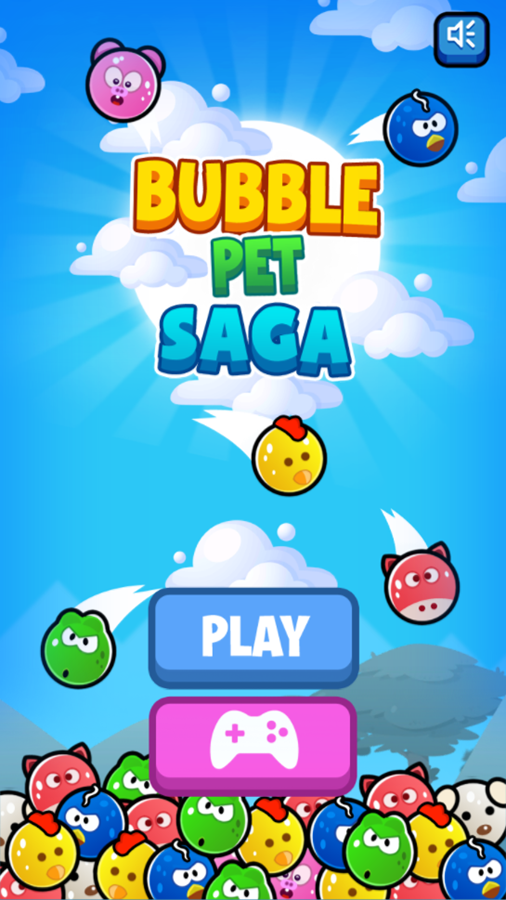 Bubble Pet Saga Game Welcome Screen Screenshot.