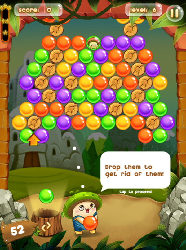 Bubble Pop Adventures Game Drop Wooden Blocks Info Screen Screenshot.