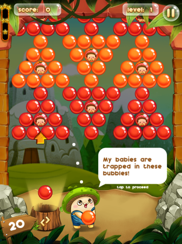 Bubble Pop Adventures Game Intro Screen Screenshot.