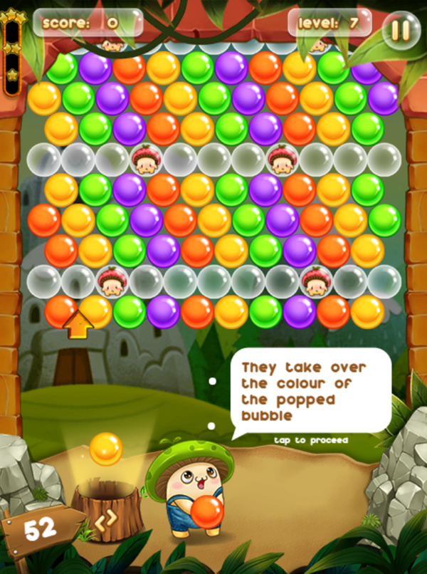 Bubble Pop Adventures Game Clear Bubbles Inheriting Colors Info Screen Screenshot.