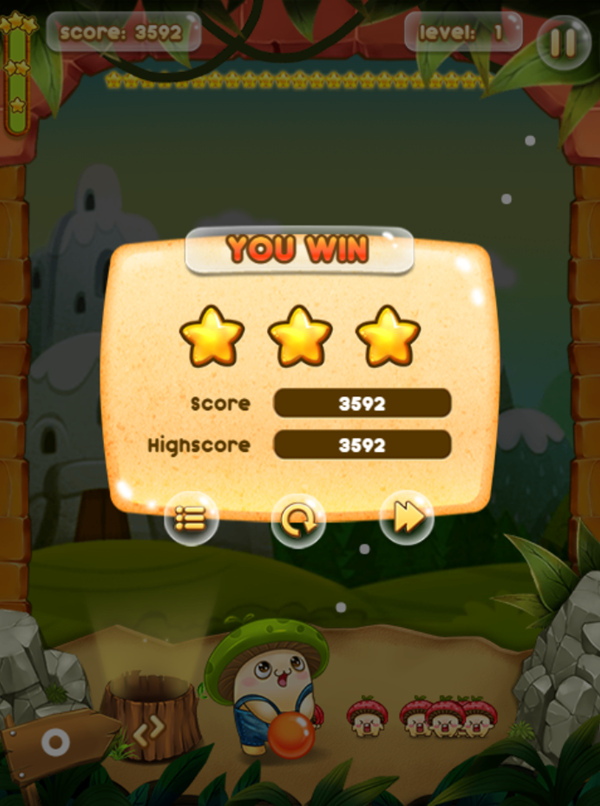 Bubble Pop Adventures Game Level Beat Screen Screenshot.