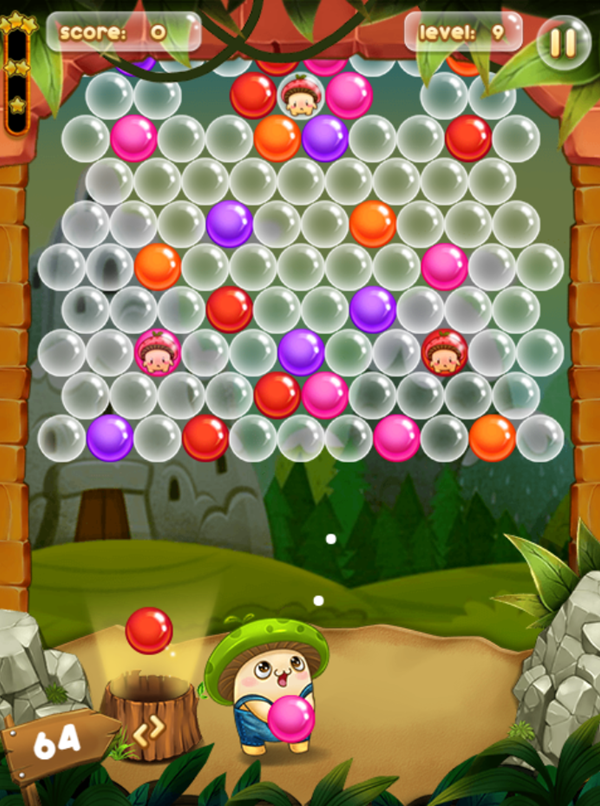 Bubble Pop Adventures Game Level With Many Clear Bubbles Screenshot.