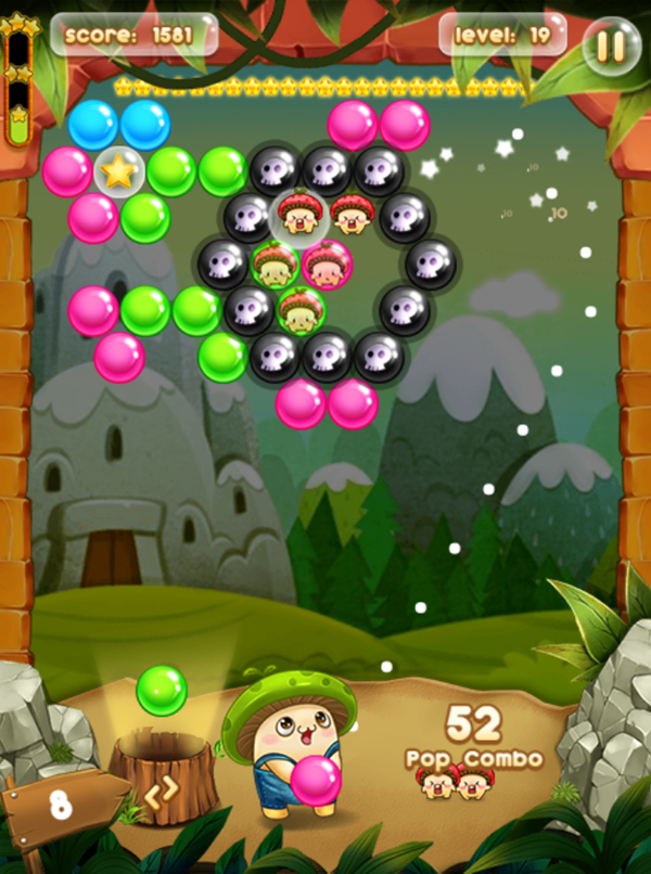 Bubble Pop Adventures Game Bubbles Popped Combo Screenshot.