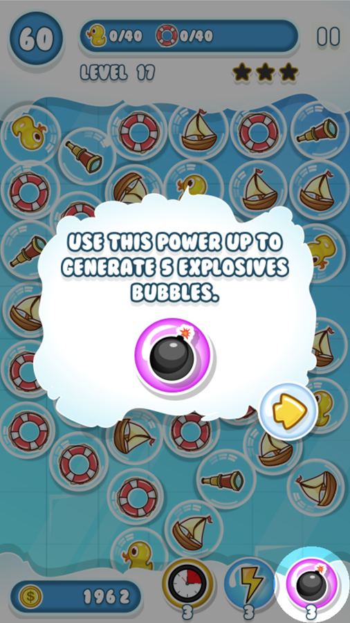 Bubble Pop Game Bomb Power Up Screenshot.