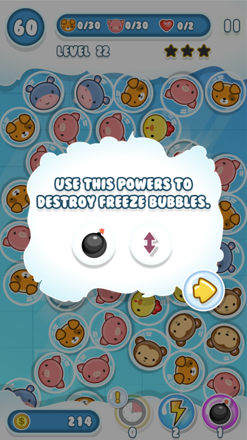 Bubble Pop Game Freeze Bubbles Screenshot.