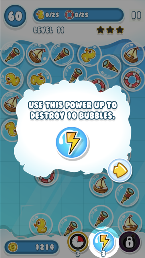 Bubble Pop Game Lightning Power Up Screenshot.