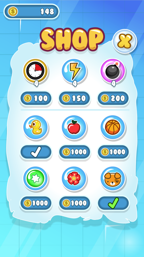 Bubble Pop Game Shop Screenshot.