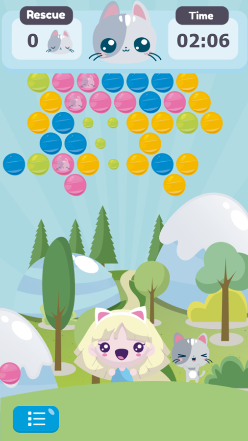 Bubble Shooter Cat Rescue Game Play Screenshot.