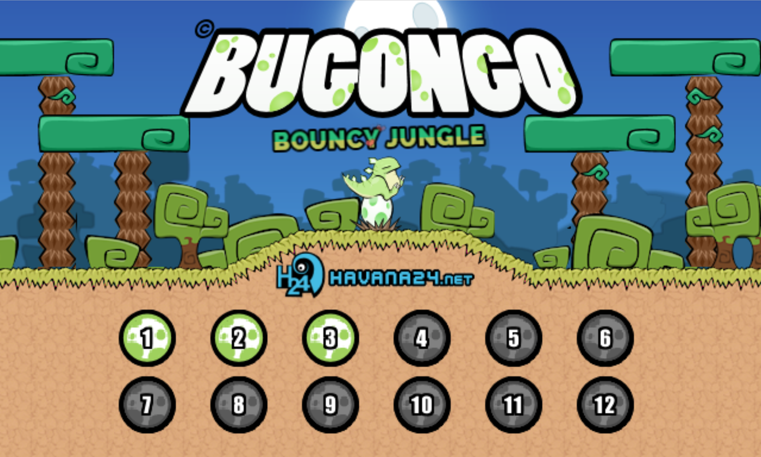 Bugongo Bouncy Jungle Game Welcome Screen Screenshot.