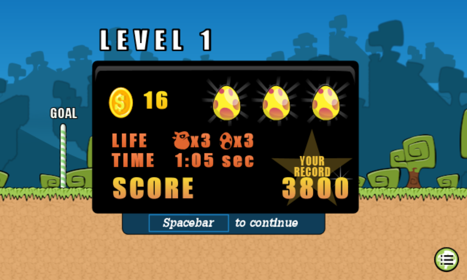 Bugongo Greenhill Game Level Score Screenshot.