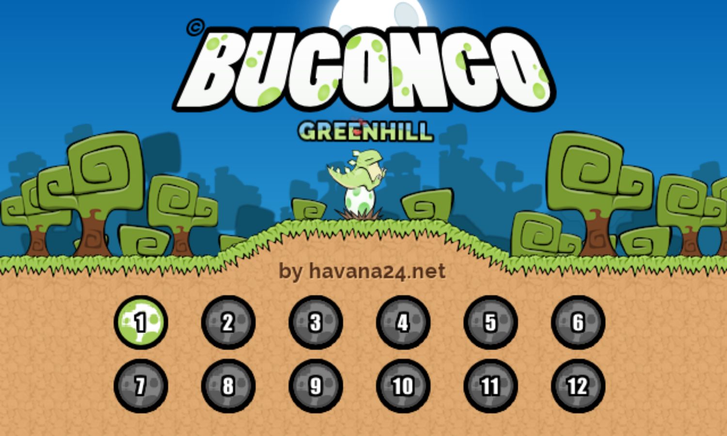 Bugongo Greenhill Game Welcome Screen Screenshot.