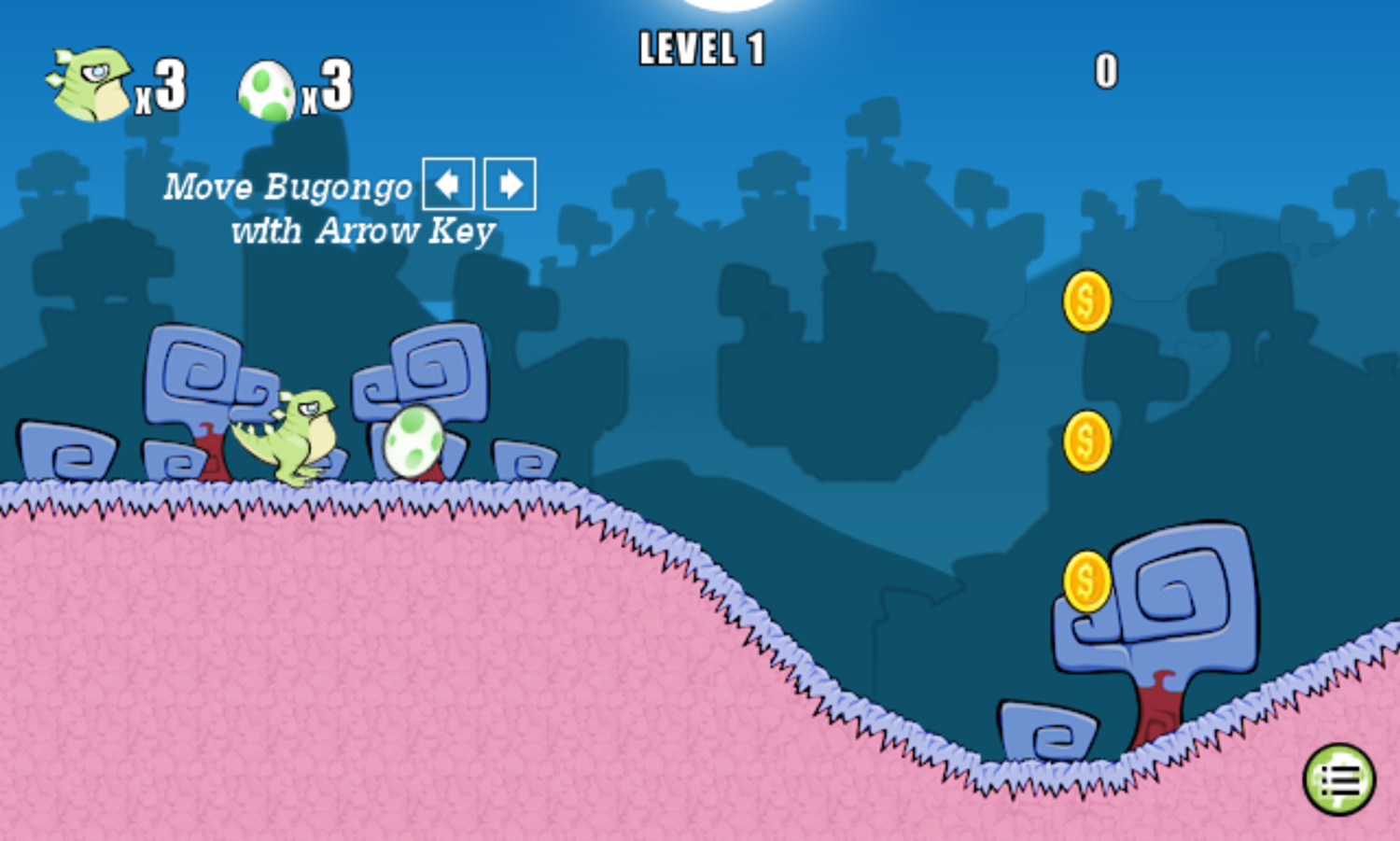 Bugongo Snowy Peaks Game Start Screenshot.