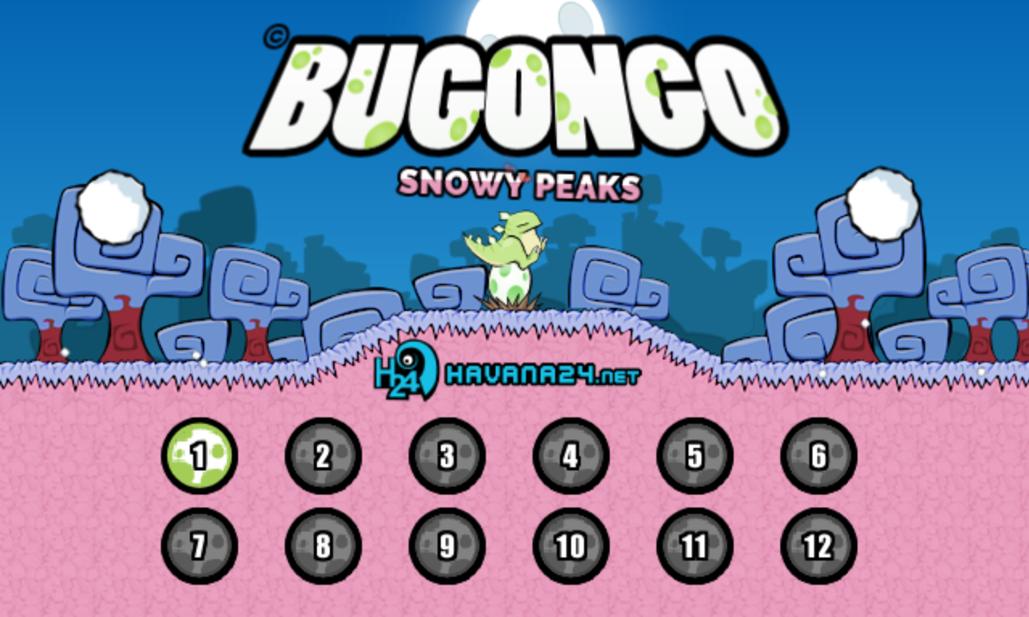 Bugongo Snowy Peaks Game Welcome Screen Screenshot.