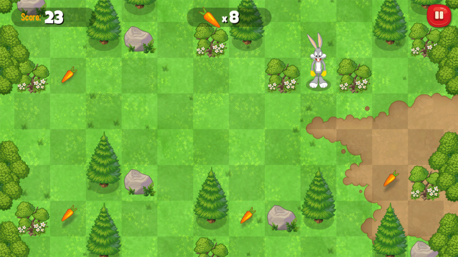 Bugs Bunny Carrot Chase Game Screenshot.