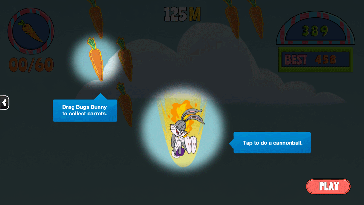 Bugs Bunny Dare Diver Instructions Screenshot.