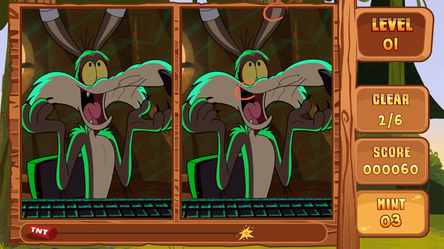 Bugs Bunny Spot the Difference Game Screenshot.