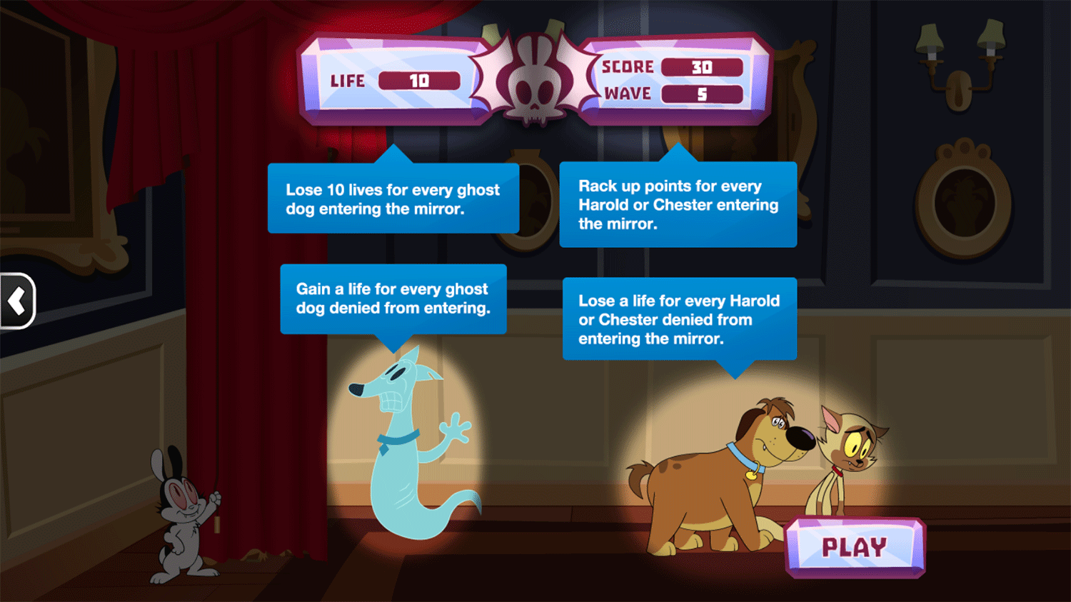 Bunnicula Ghost Guard Game Instructions Screenshot.