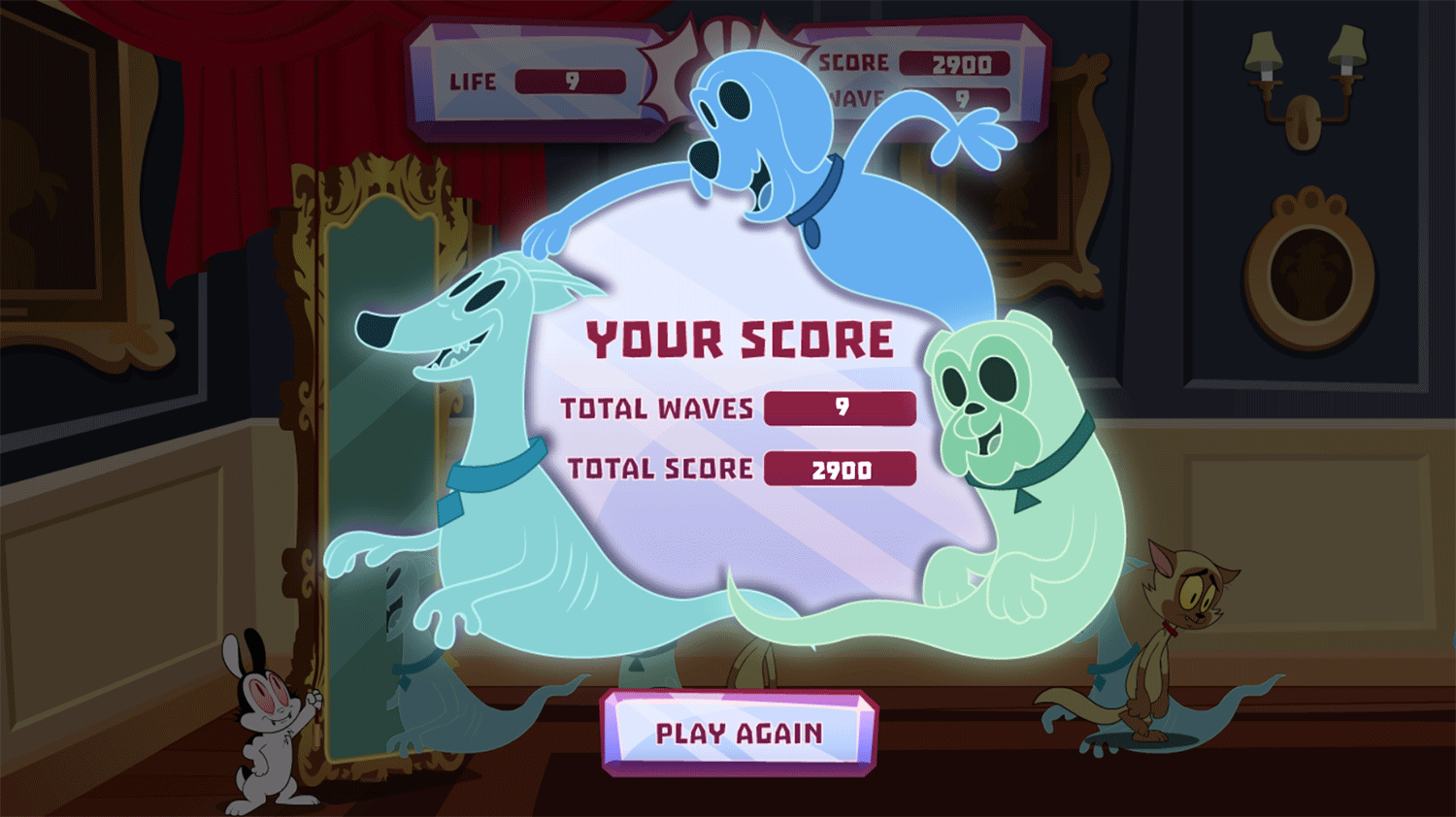 Bunnicula Ghost Guard Game Score Screenshot.