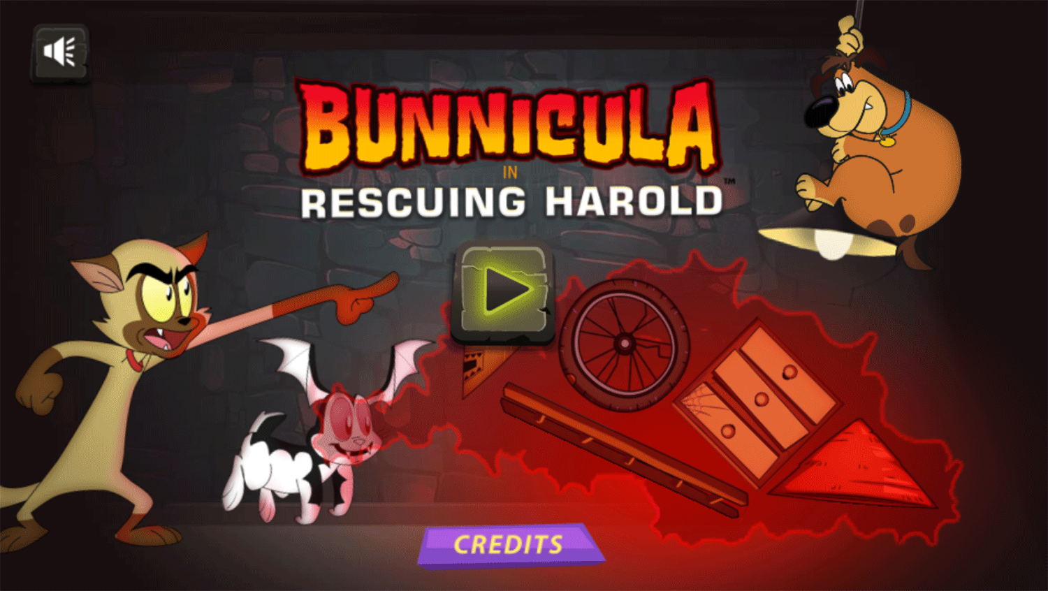 Bunnicula in Rescuing Harold Game Welcome Screen Screenshot.