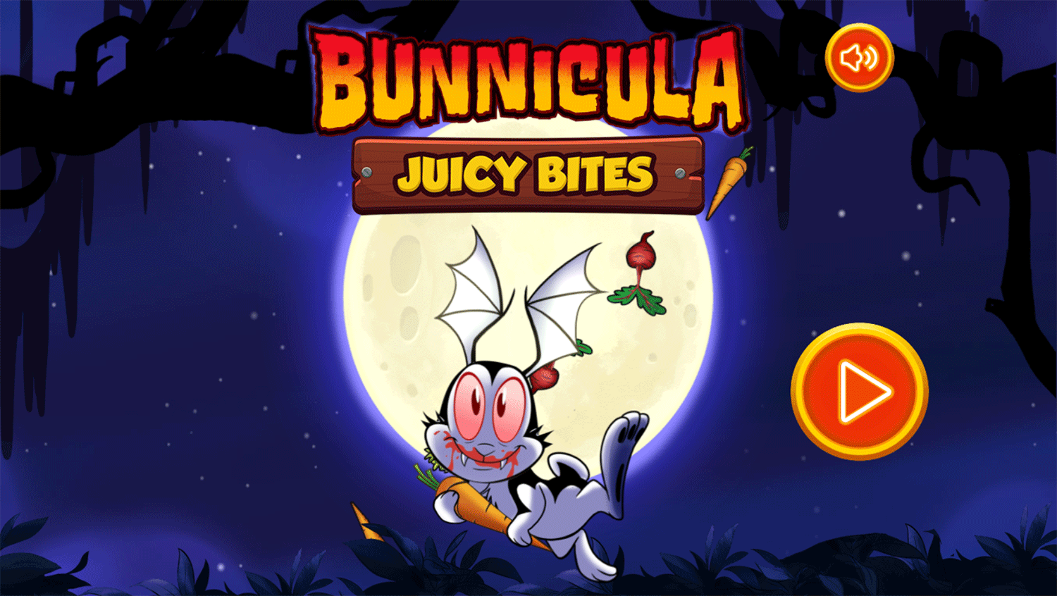 Bunnicula Juicy Bites Game Welcome Screen Screenshot.