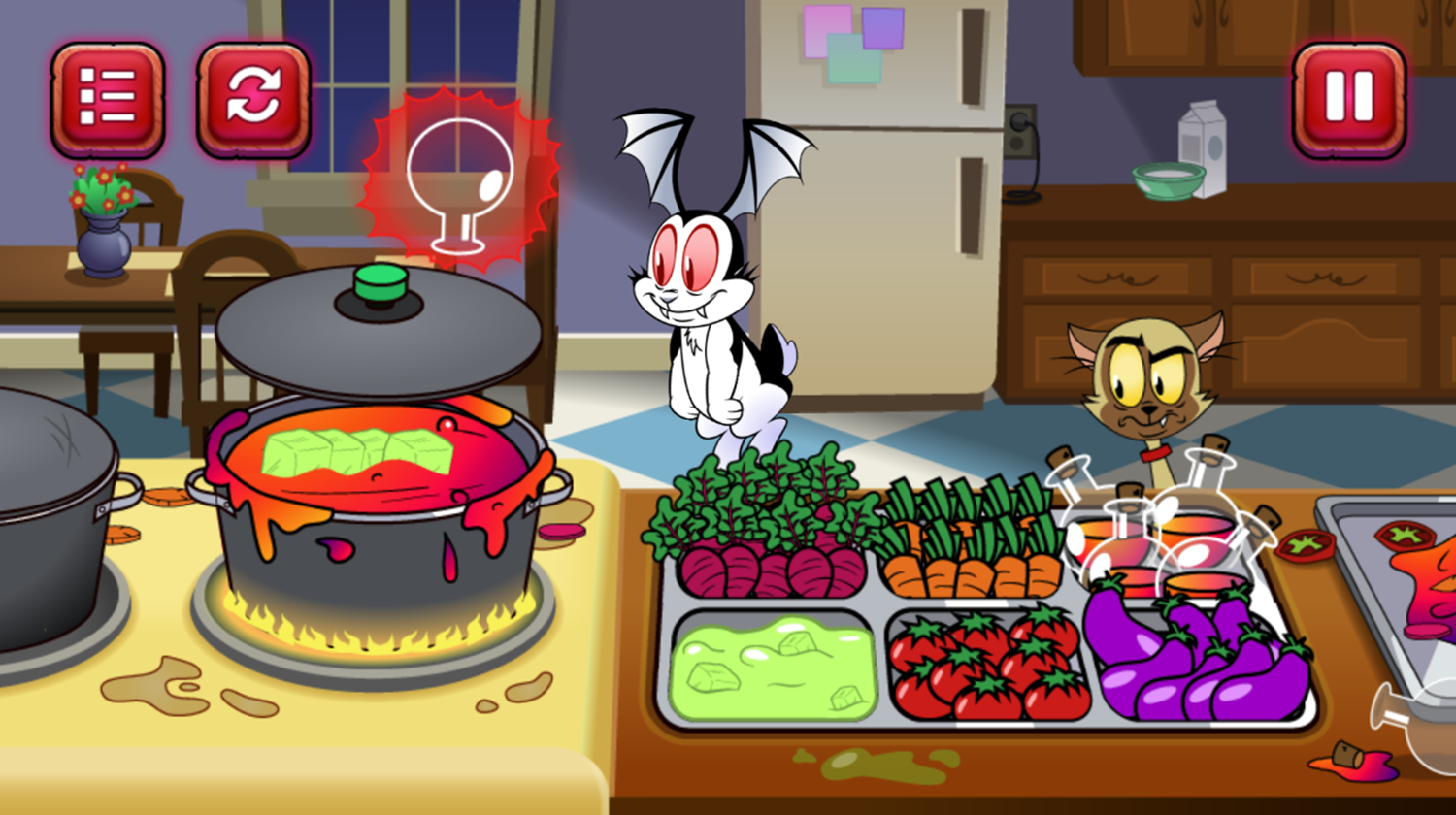 Bunnicula's Kaotic Kitchen Game Cooking Screenshot.