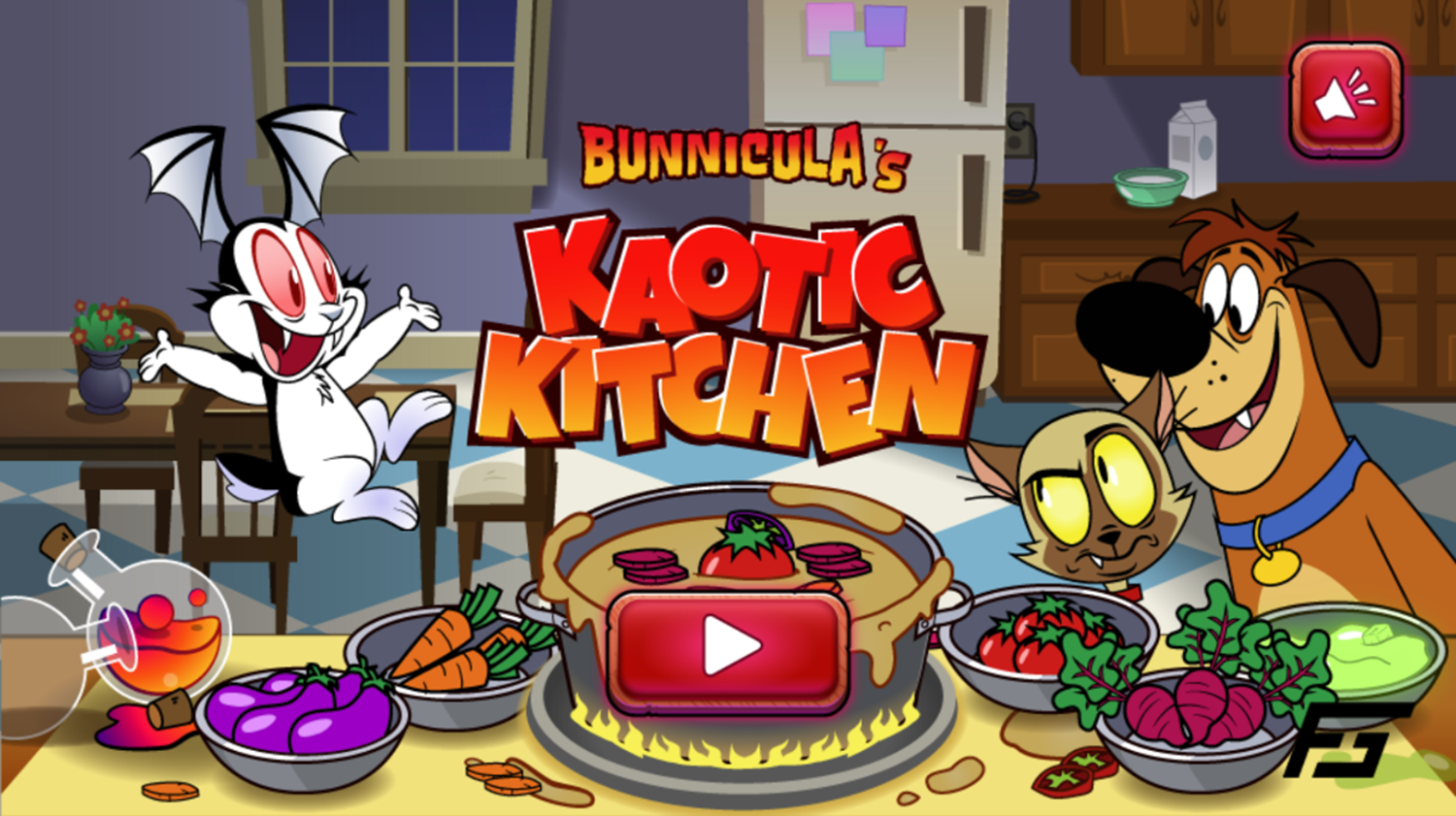 Bunnicula's Kaotic Kitchen Game Welcome Screen Screenshot.