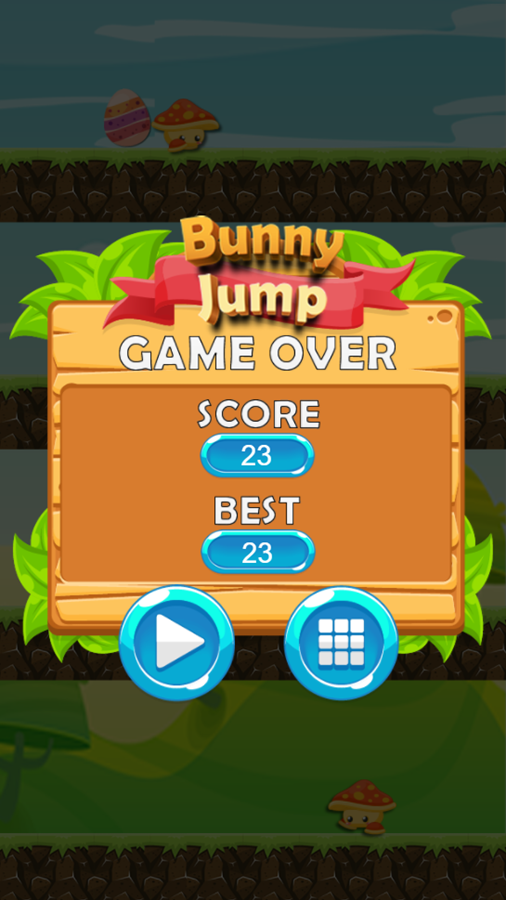 Bunny Jump Game Over Screenshot.