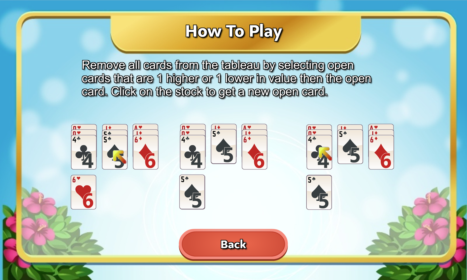Bunny Solitaire Game How to Play Screen Screenshot.