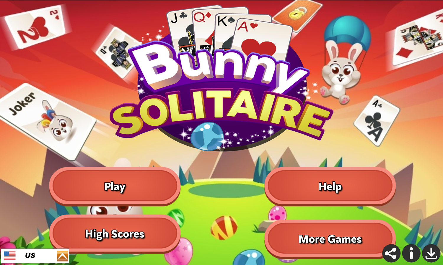 Bunny Solitaire Game Welcome Screen Screenshot.