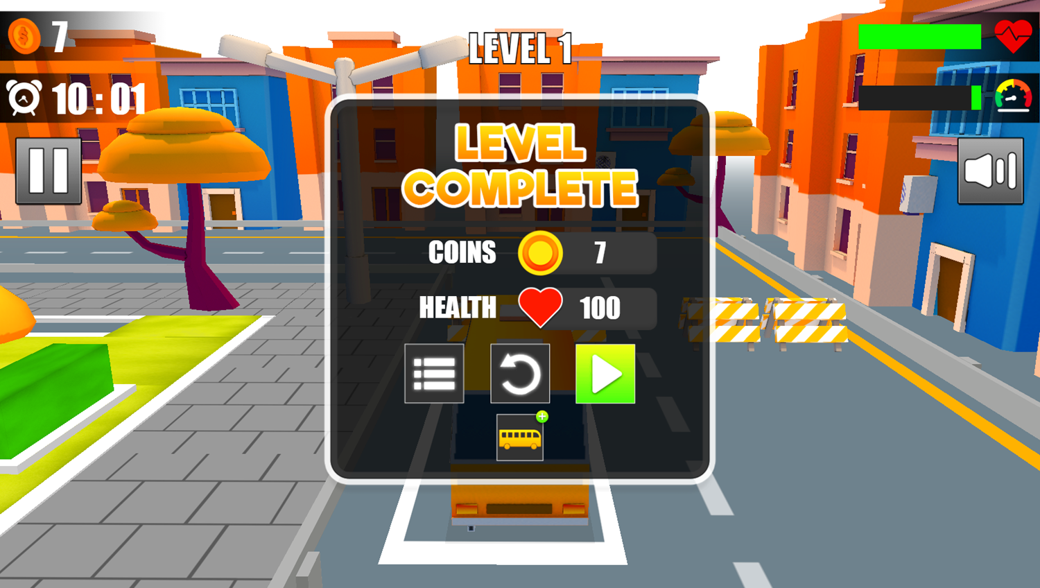 Bus Parking Game Level Complete Screenshot.