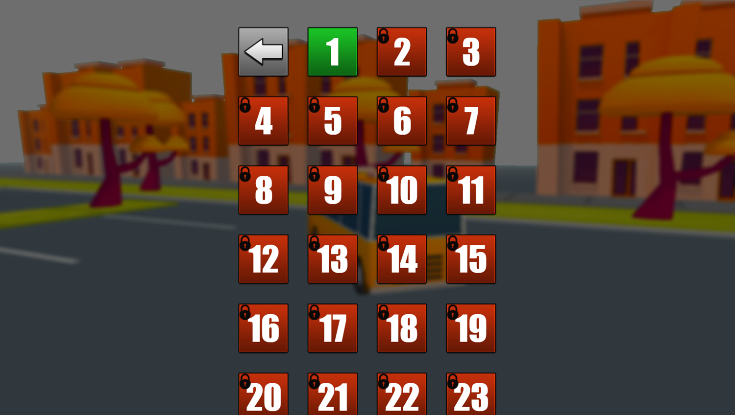 Bus Parking Game Level Select Screenshot.